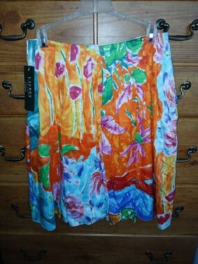 Lauren Ralph Lauren Womens Watercolor Floral Print Skirt, Size: 2 Petite